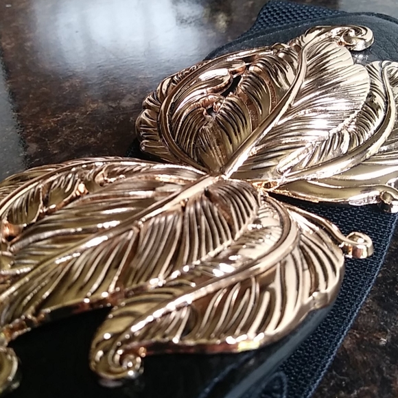 🆕 BLACK & GOLD ELASTIC BELT: S/M - Picture 2 of 6